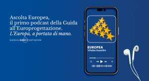 Immagine di un telefono con il podcast della Guida all'europrogettazione