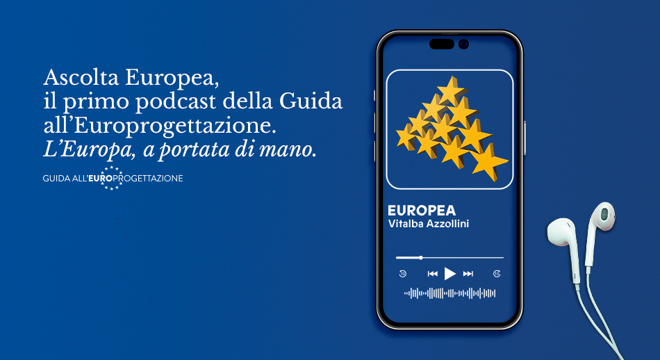 Immagine di un telefono con il podcast della Guida all'europrogettazione