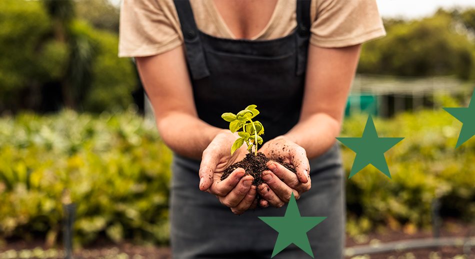 Mani che raccolgono la terra con un gesto d'amore per raccontare i fondi rurali europei