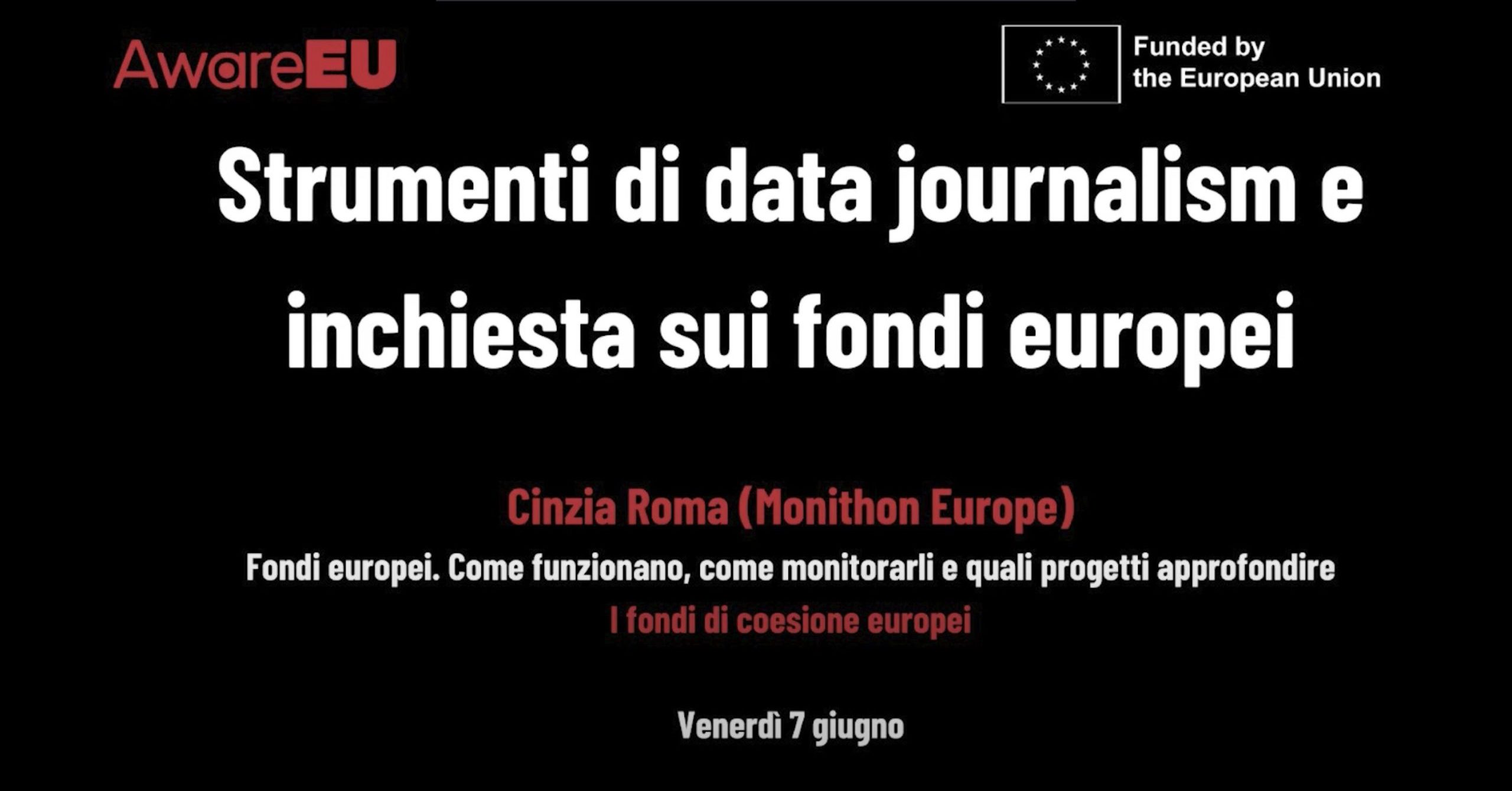 Scritta del corso di AwareEU dal titolo strumenti di data journalism