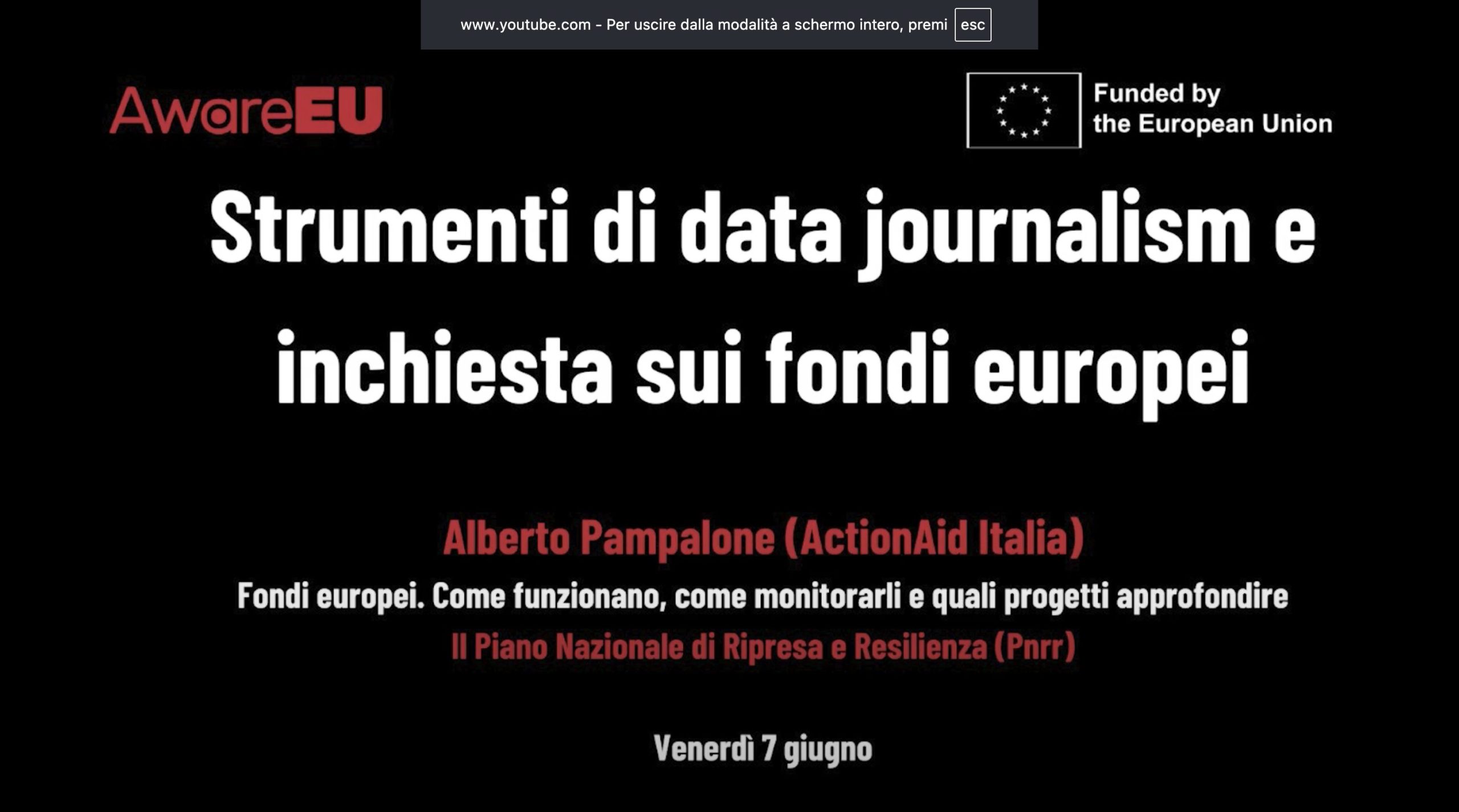 Scritta del corso di AwareEU dal titolo strumenti di data journalism